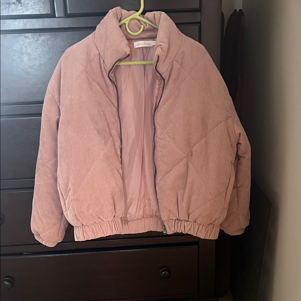 All in Favor Dusty Pink Corduroy Quilted Jacket